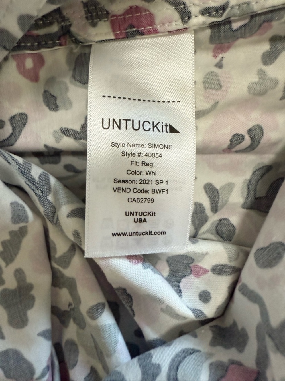 UNTUCKit Simone Tie Waist White Pink Green Floral Buttoned Stretch Shirt Dress 4 - Picture 9 of 9